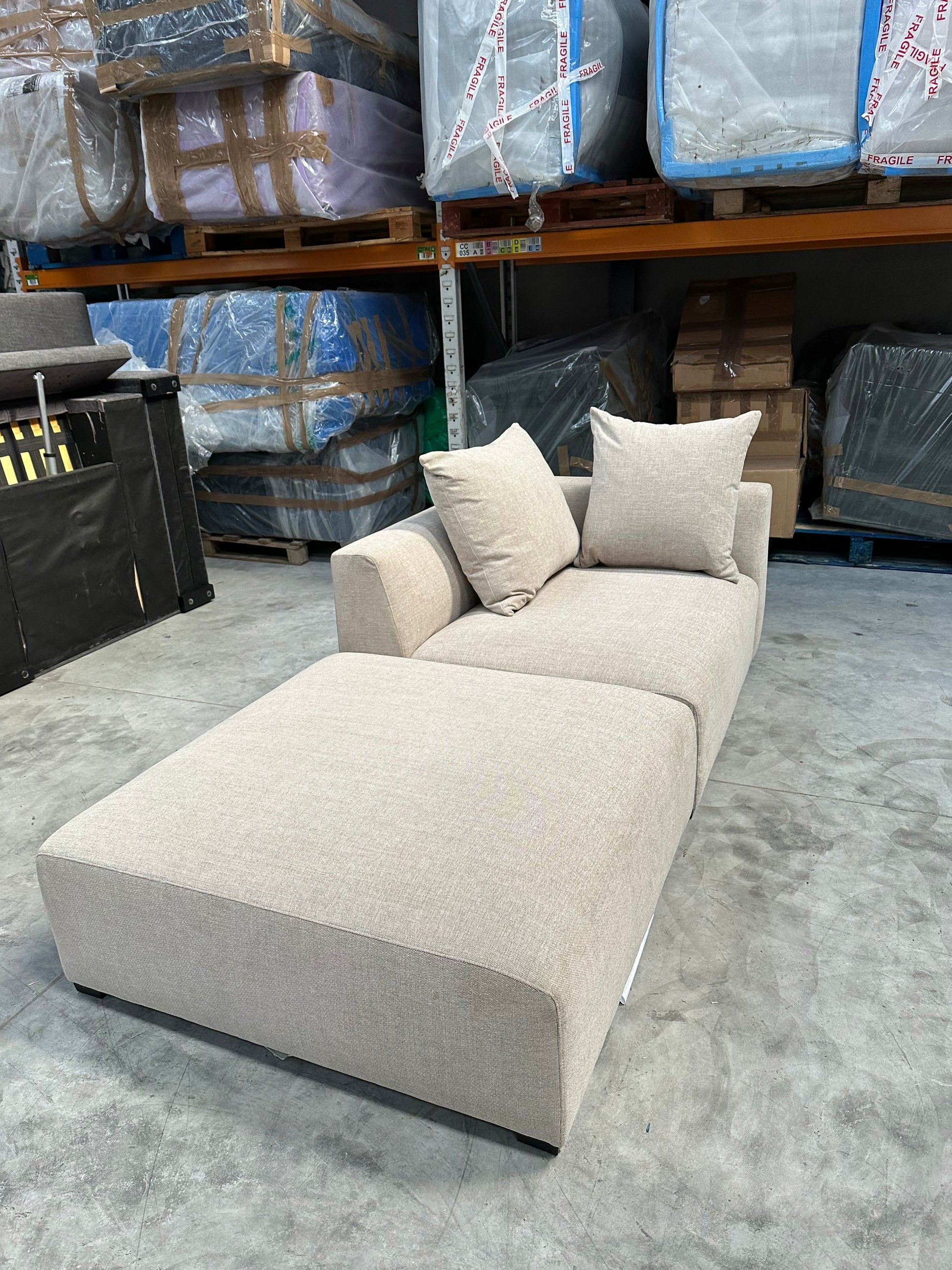 John Lewis Tokyo RHF Large Modular Arm Unit and Footstool Natural