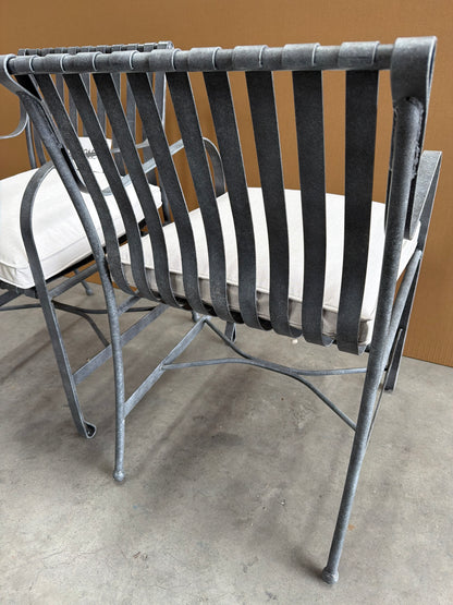 John Lewis Ribbon Metal Garden Dining Armchairs Grey Set of 2