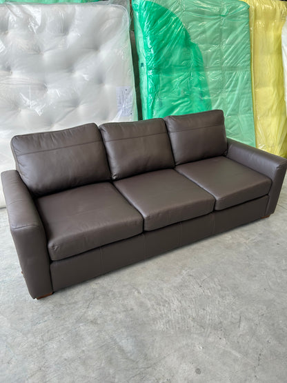 John Lewis Oliver Grand 4 Seater Leather Sofa, Dark Leg Dark Chocolate
