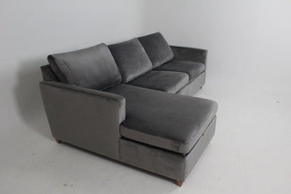 John Lewis Bailey II 4 Seater LHF Chaise End Sofa In velvet steel