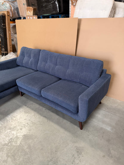 John Lewis Barbican LHF Chaise End Sofa  Chunky Chenille Navy