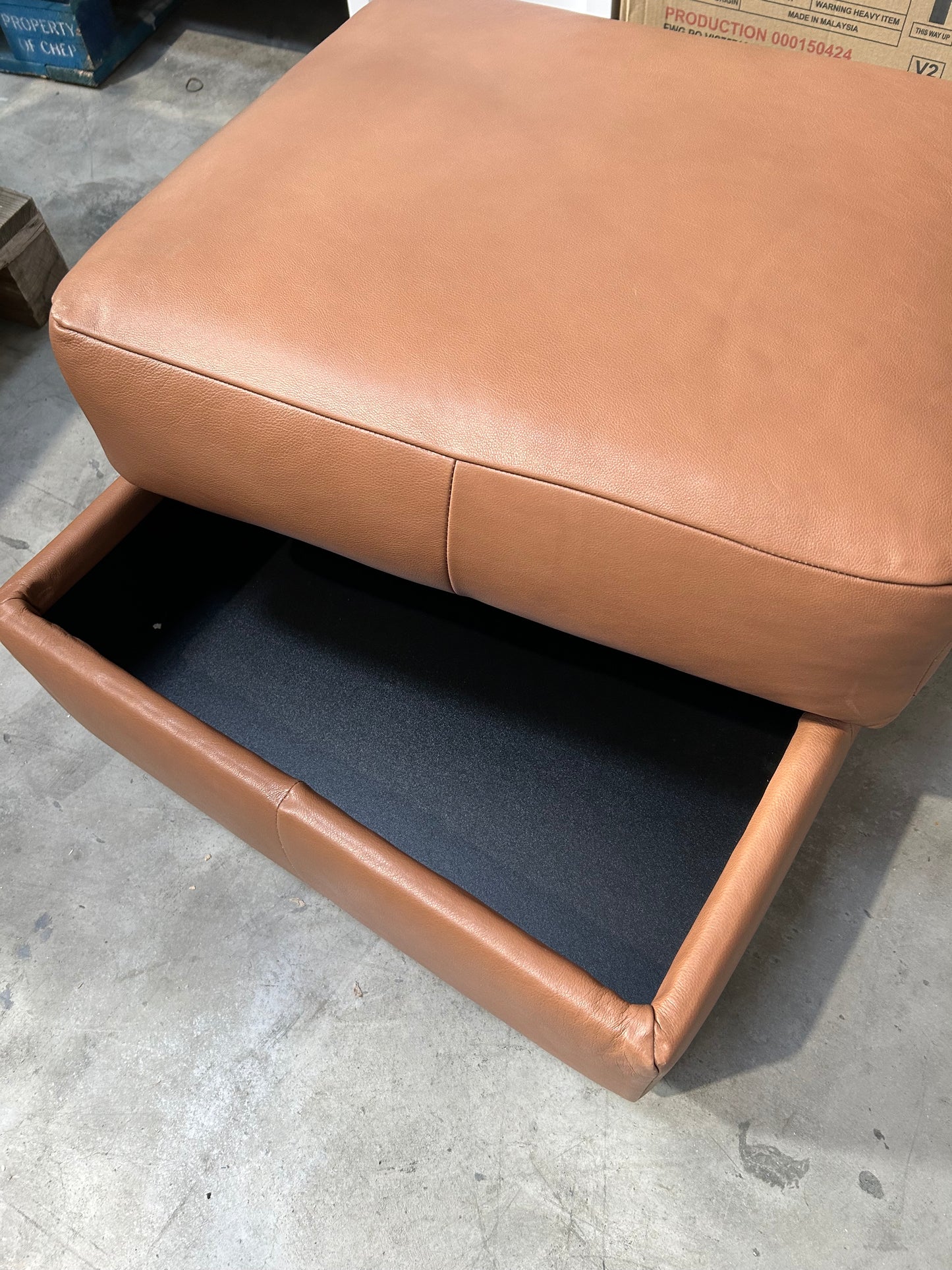 John Lewis Oliver Storage Footstool, Sellvagio Cognac