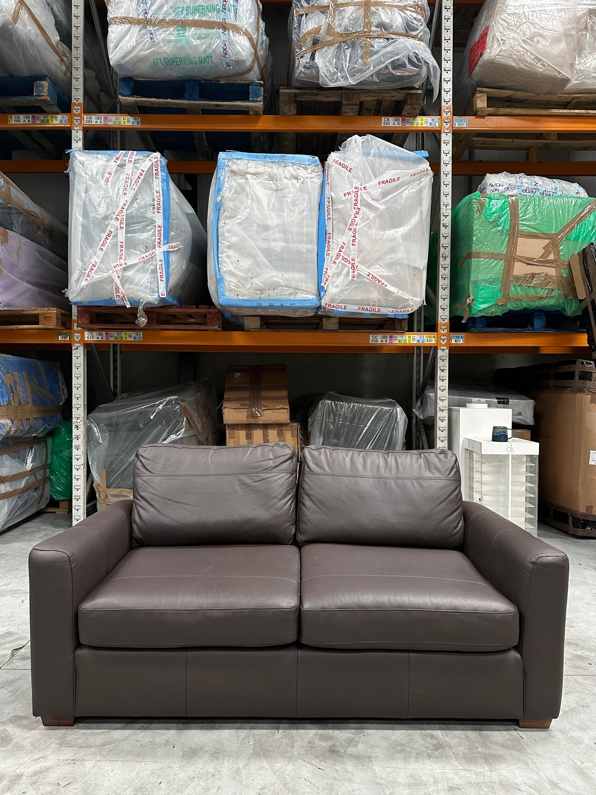 John Lewis Leather Oliver Medium 2 Seater Sofa Dark Chocolate