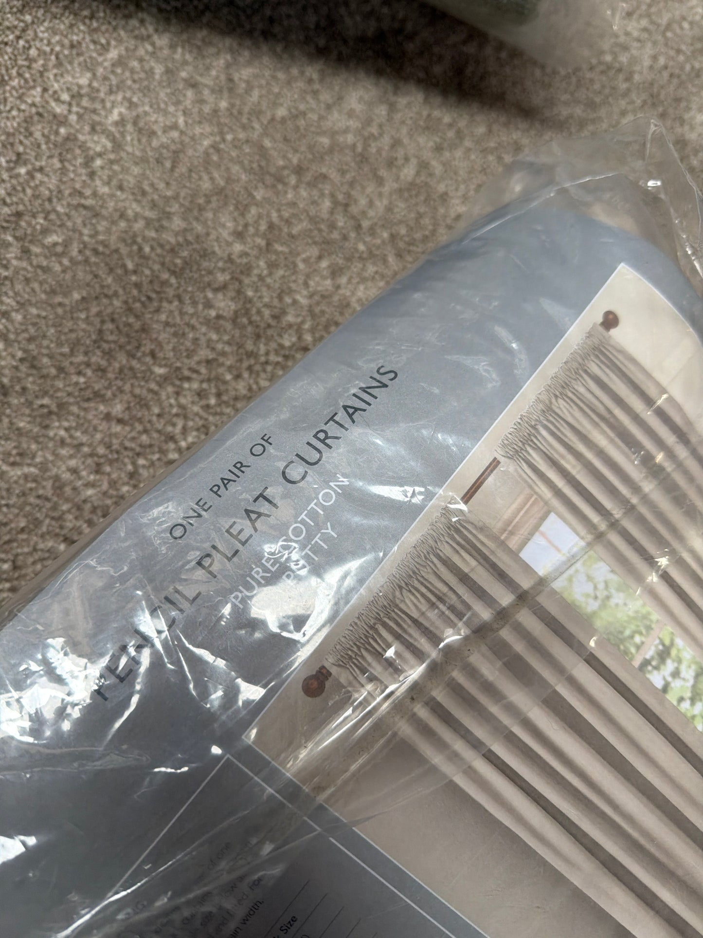 John Lewis Pure Cotton Pair Lined Pencil Pleat Curtains, Putty, W228 x Drop 228cm