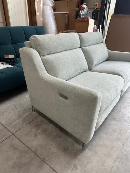 John Lewis Elevate Large 2 Seater Power Recliner Sofa, Metal Leg Aquaclean Baby Blue