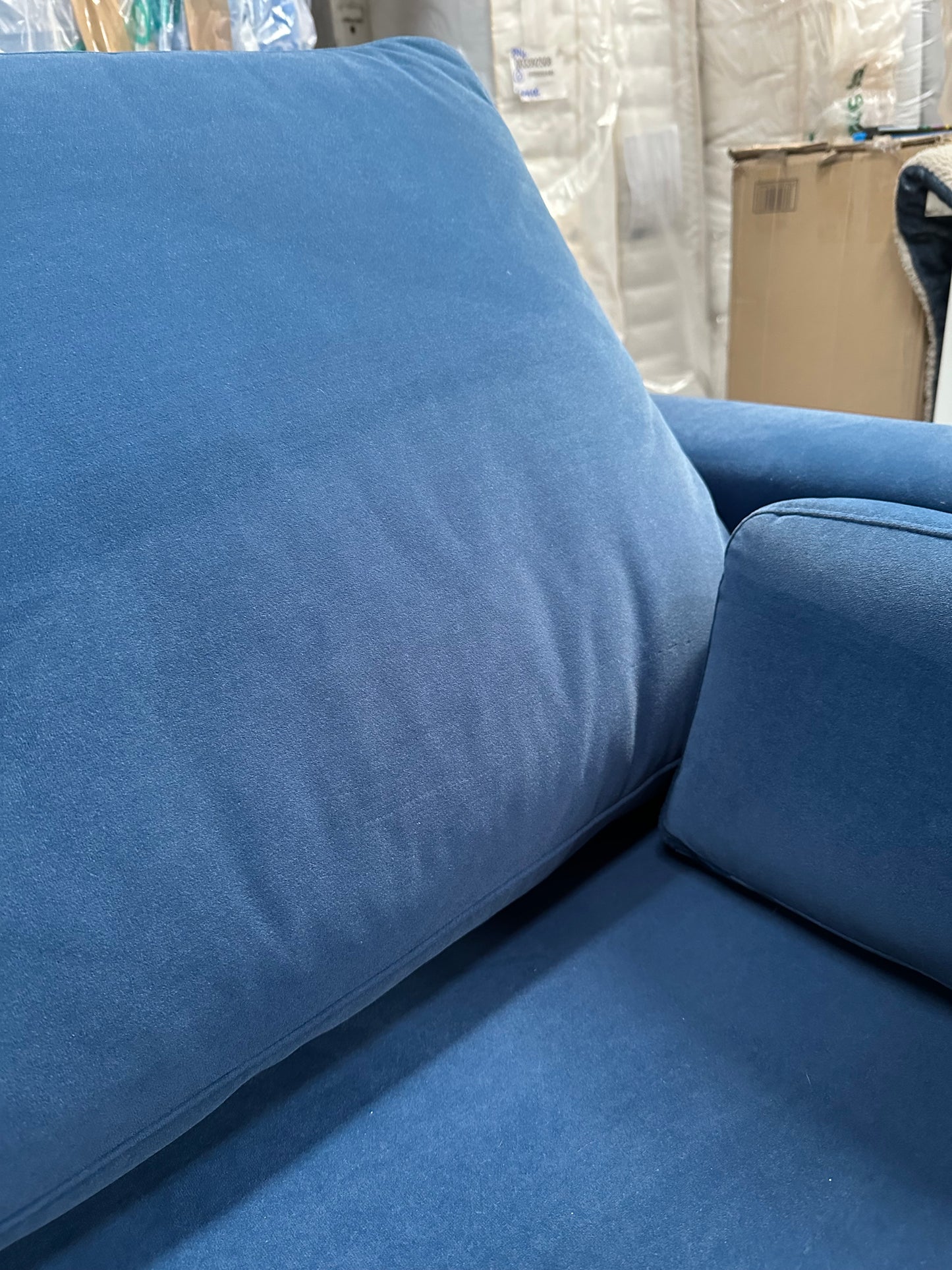 John Lewis Milton RHF Chaise End Sofa, Light Leg, Navy Velvet