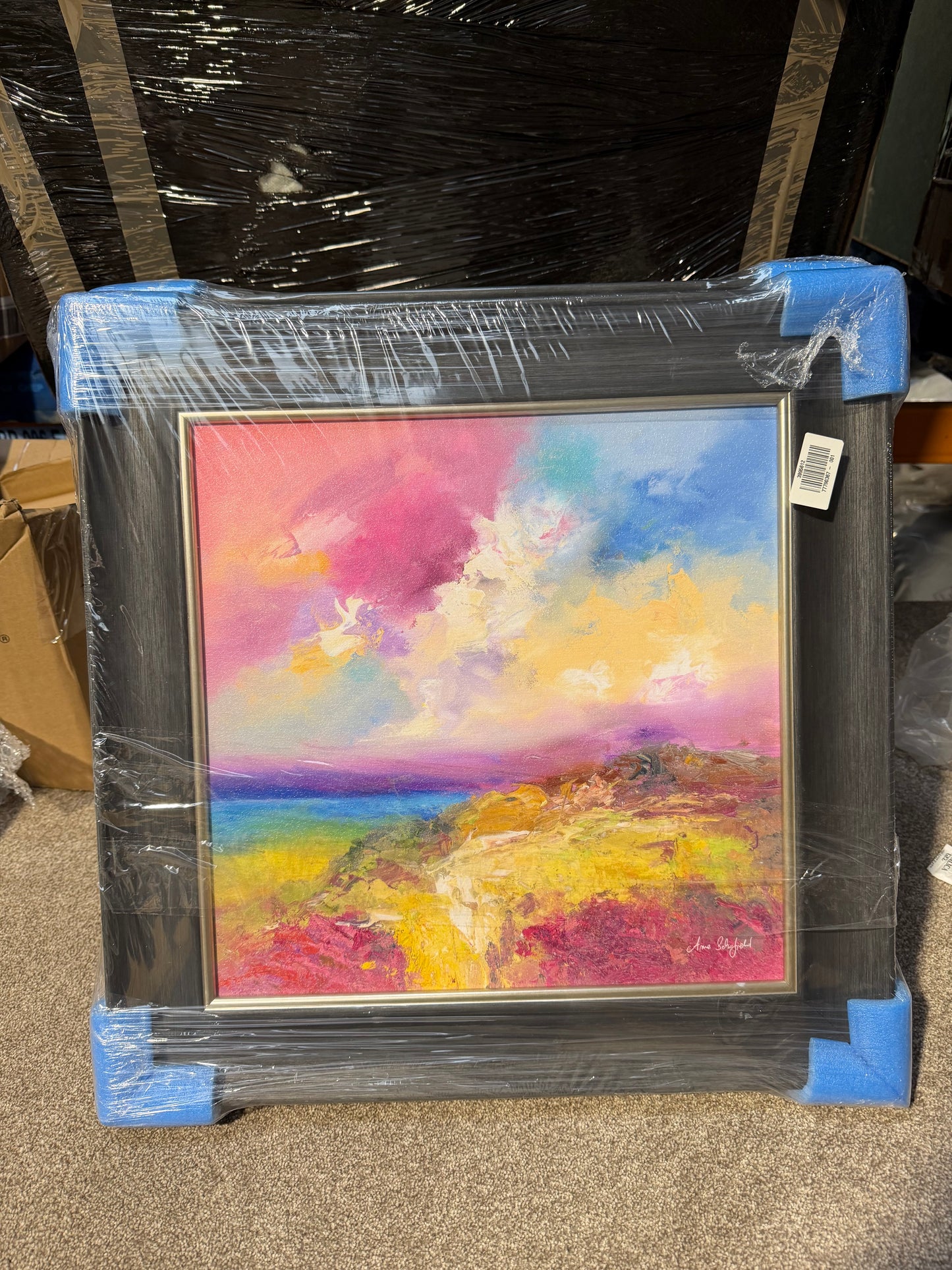 John Lewis Anna Schofield 'Field Calmness & Purple Valley' Framed Print, Set of