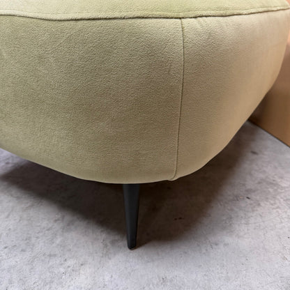 John Lewis Lozenge Footstool, Metal Leg Aquaclean Velvet Sage Green