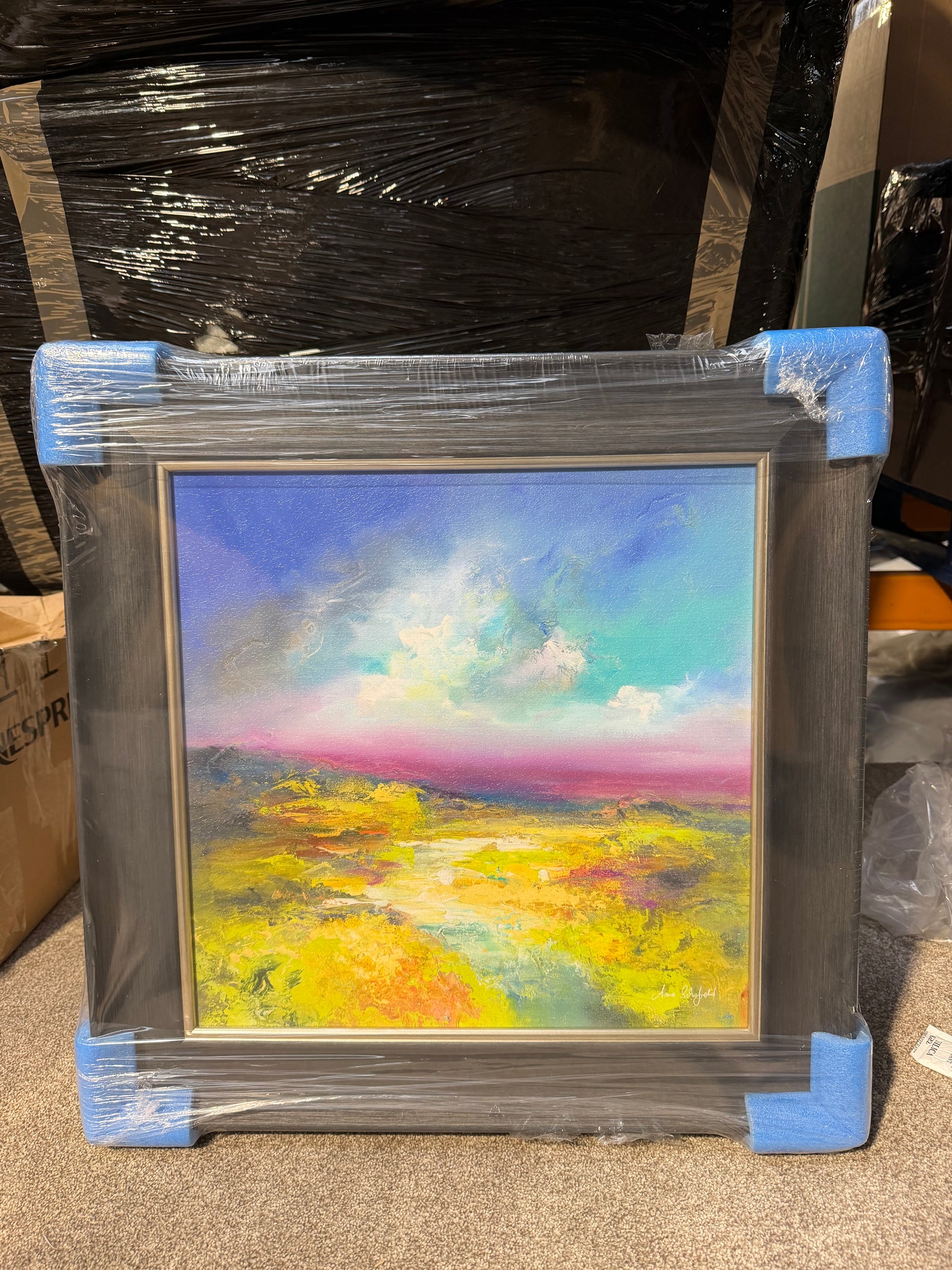 John Lewis Anna Schofield 'Field Calmness & Purple Valley' Framed Print, Set of