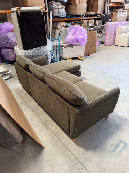 John Lewis Hamilton RHF 4 Seater Sofa, Dark Leg, Khaki Chenille