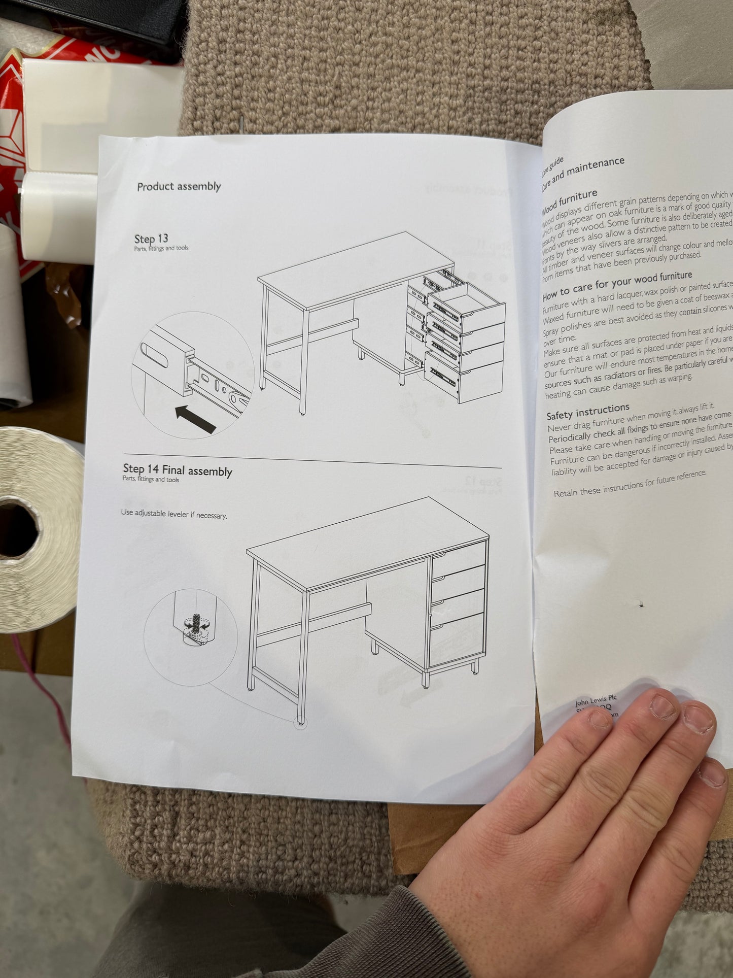 John Lewis Format Filing Desk Greige