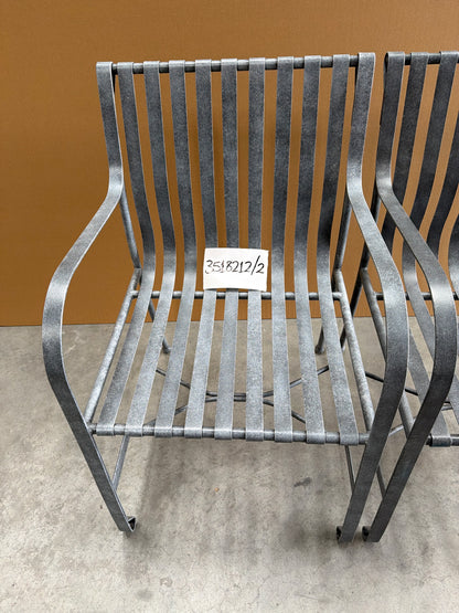 John Lewis Ribbon Metal Garden Dining Armchairs Grey Set of 2