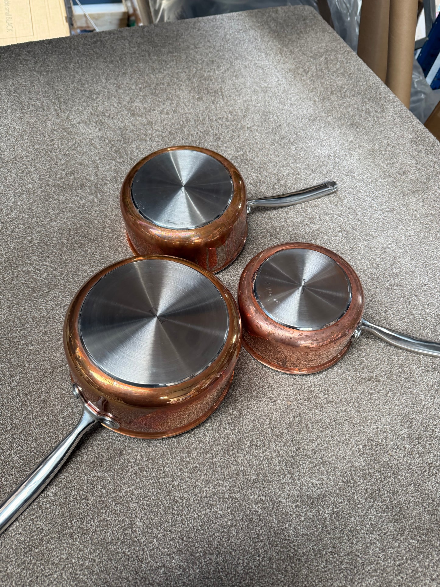 John Lewis Tri-Ply Stainless Steel Saucepan Set with Lids, 3 Piece, Copper