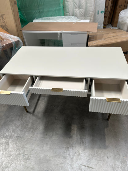 West Elm Quinn Lacquer Desk, Haze/Antique Brass