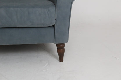 John Lewis Camber Leather Armchair, Dark Leg, Soft Touch Blue