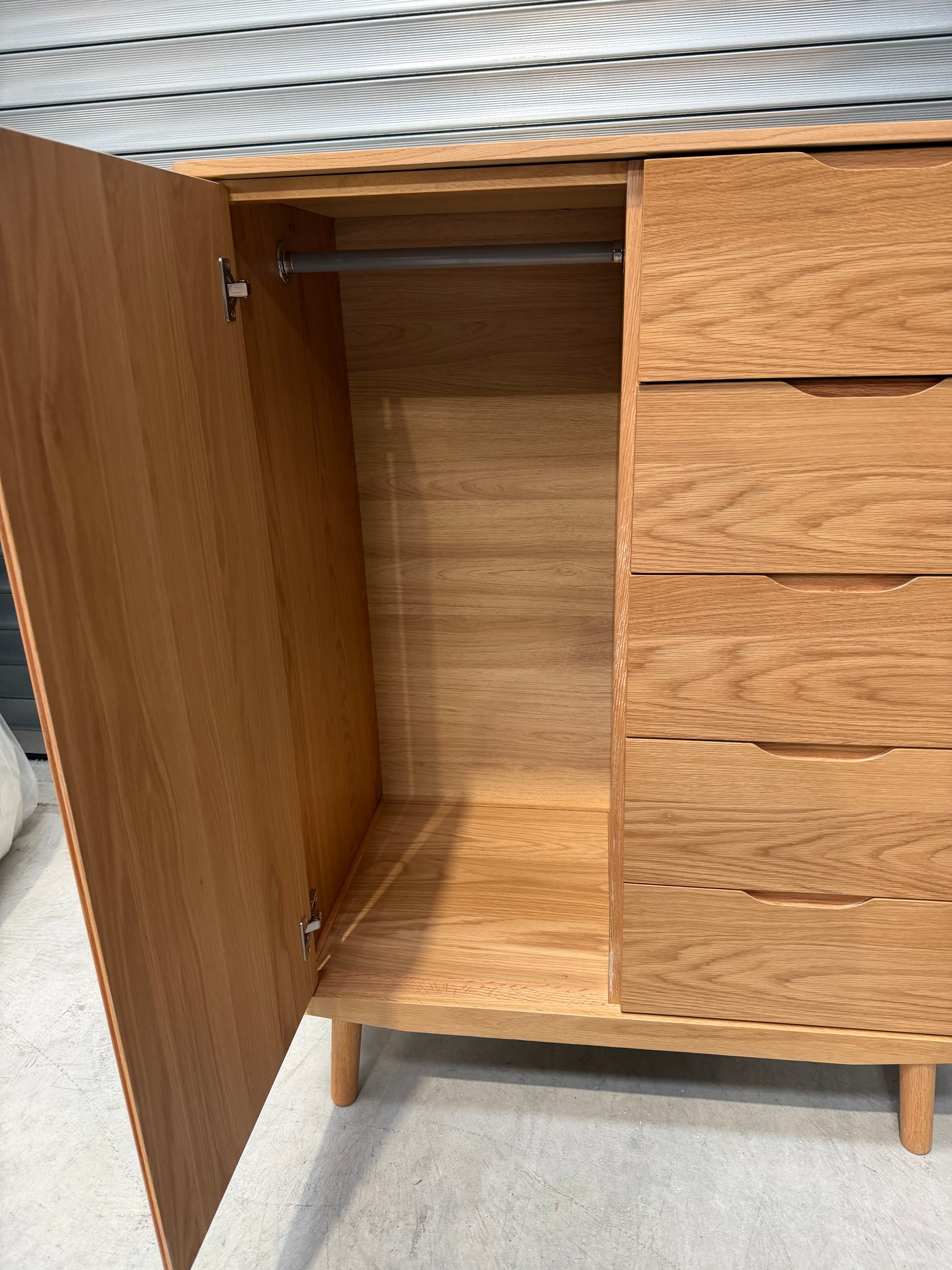 John Lewis Bow 5 Drawer Low Wardrobe, Natural