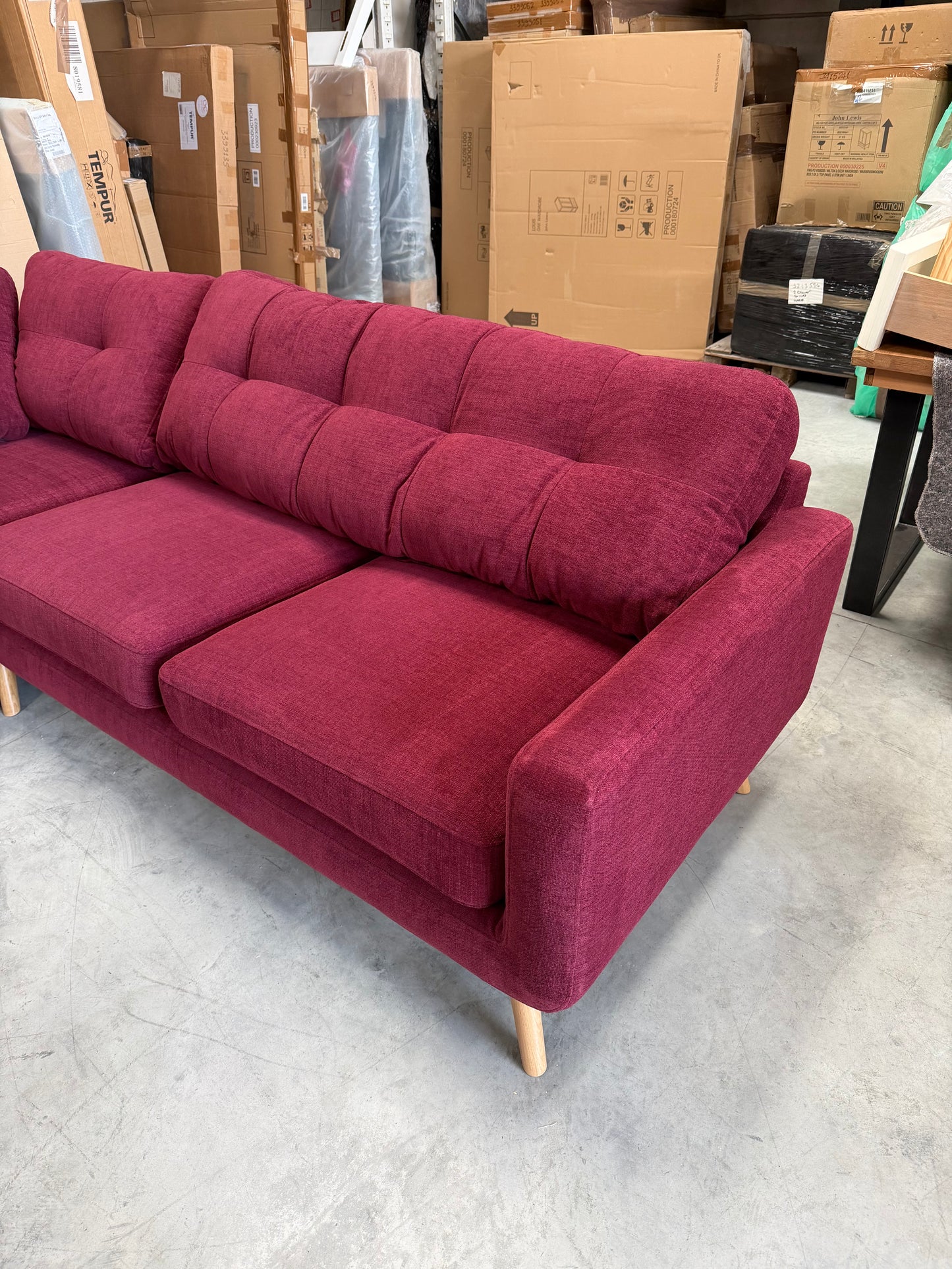 John Lewis Camden 5+ Seater Corner Sofa in Mulberry