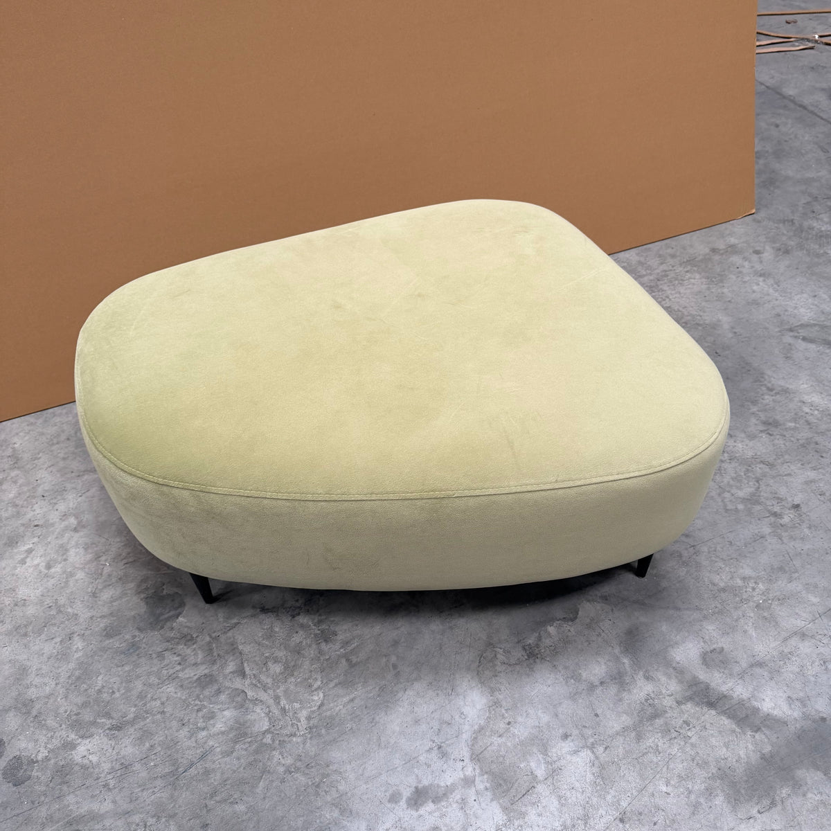 John Lewis Lozenge Footstool, Metal Leg Aquaclean Velvet Sage Green