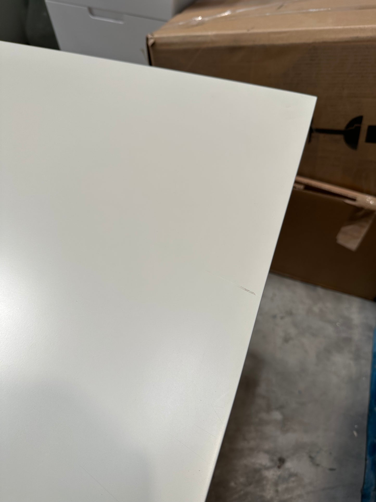 West Elm Quinn Lacquer Desk, Haze/Antique Brass