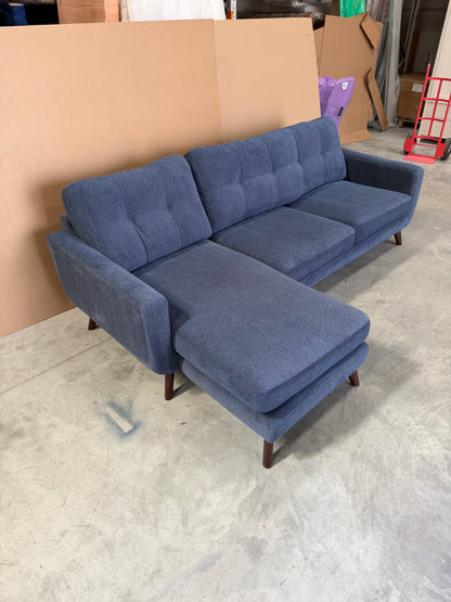 John Lewis Barbican LHF Chaise End Sofa  Chunky Chenille Navy