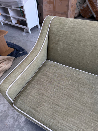 John Lewis Marlow Medium 2 Seater Sofa, Dark Leg, Soft Weave Clay, Relaxed Linen Olive Green