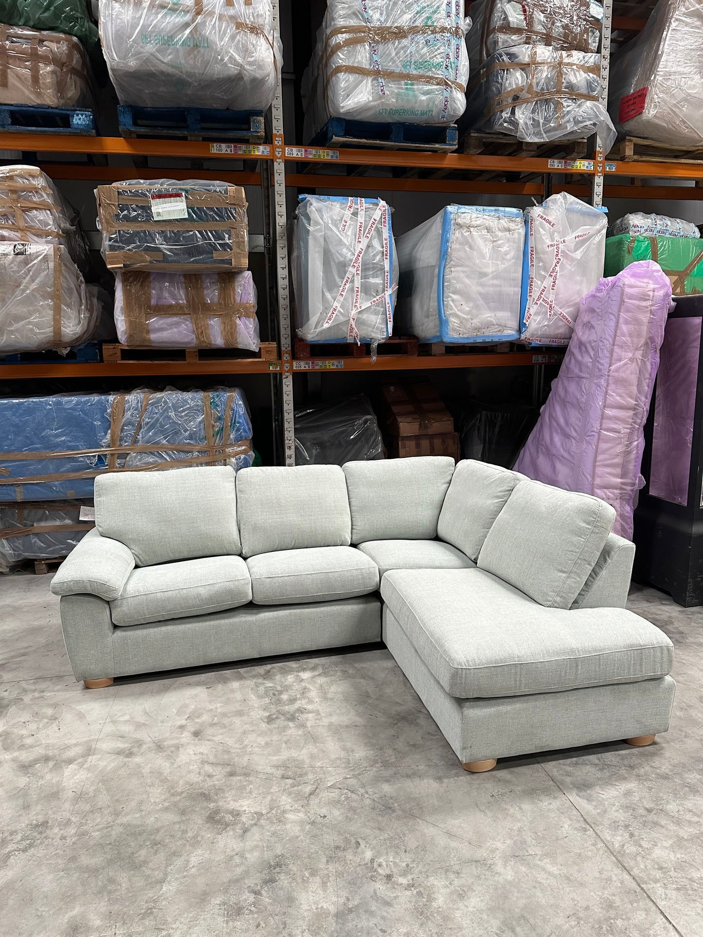 John Lewis Camden 5+ Seater RHF Corner End Chaise Unit, Light Leg, Easy Clean Chunky Chenille Seagrass