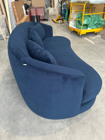 John Lewis Lozenge Large 3 Seater Sofa Easy Clean Plush Velvet Navy