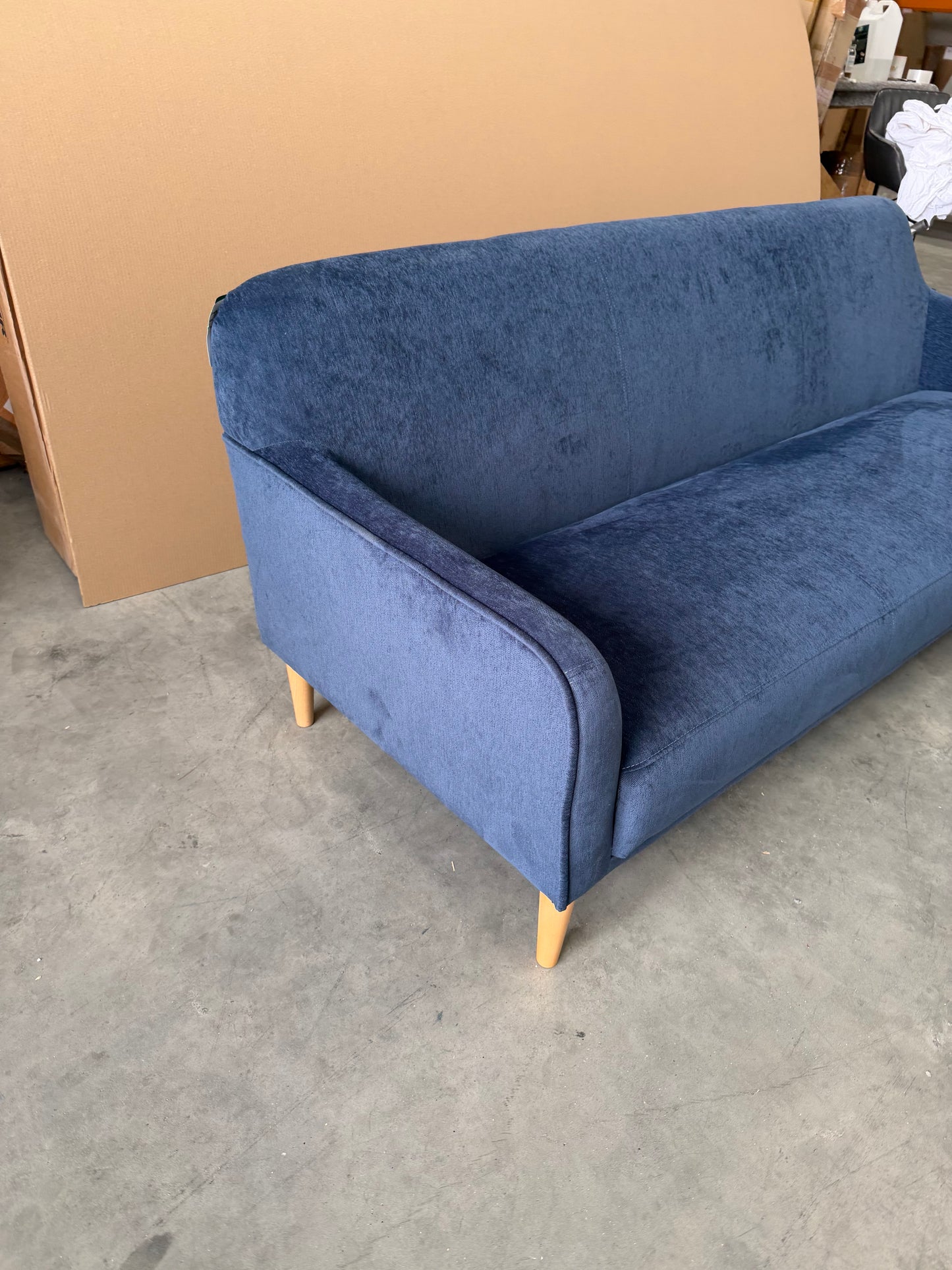 John Lewis Compact 2.5 Seater Sofa - Titan Navy - Natural Beech Legs - Brand New