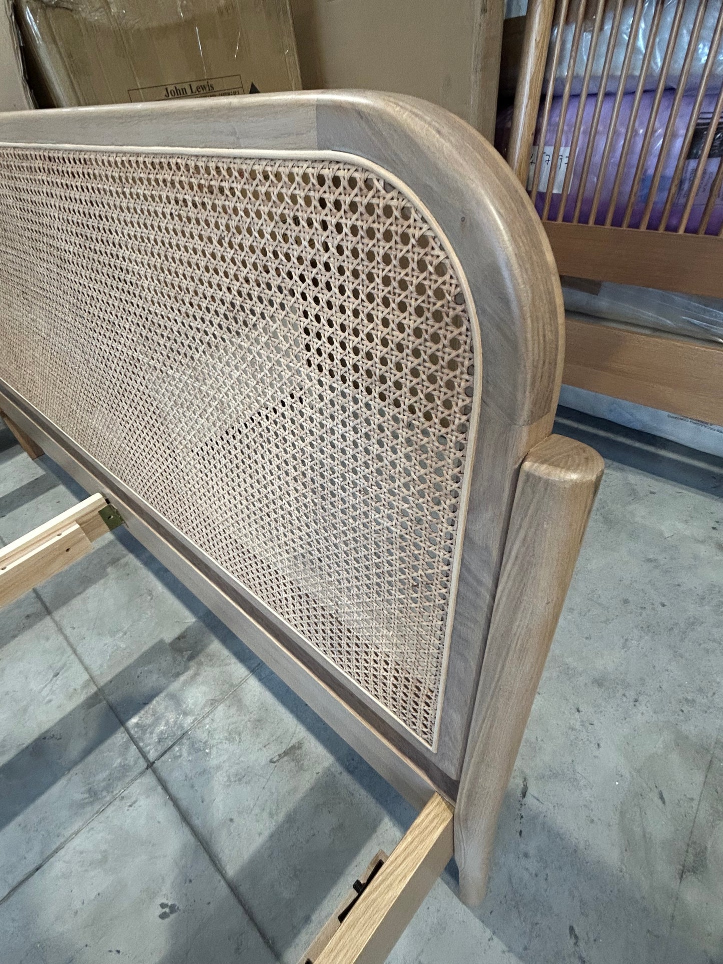 RATTAN BED 180CM OAK