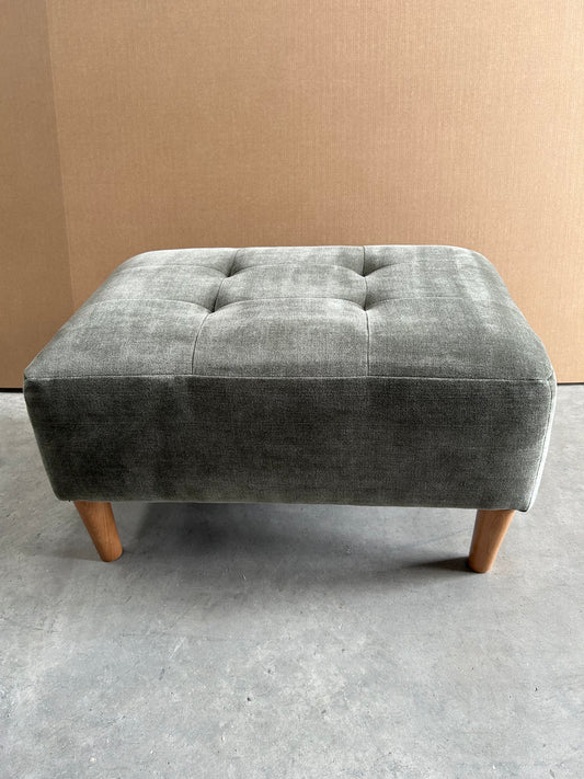 John Lewis Draper II Footstool Plush Chenille Moss Green