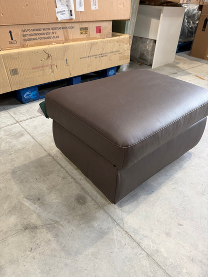 John Lewis Camden Leather Storage Footstool, Dark Leg, Matt Chocolate