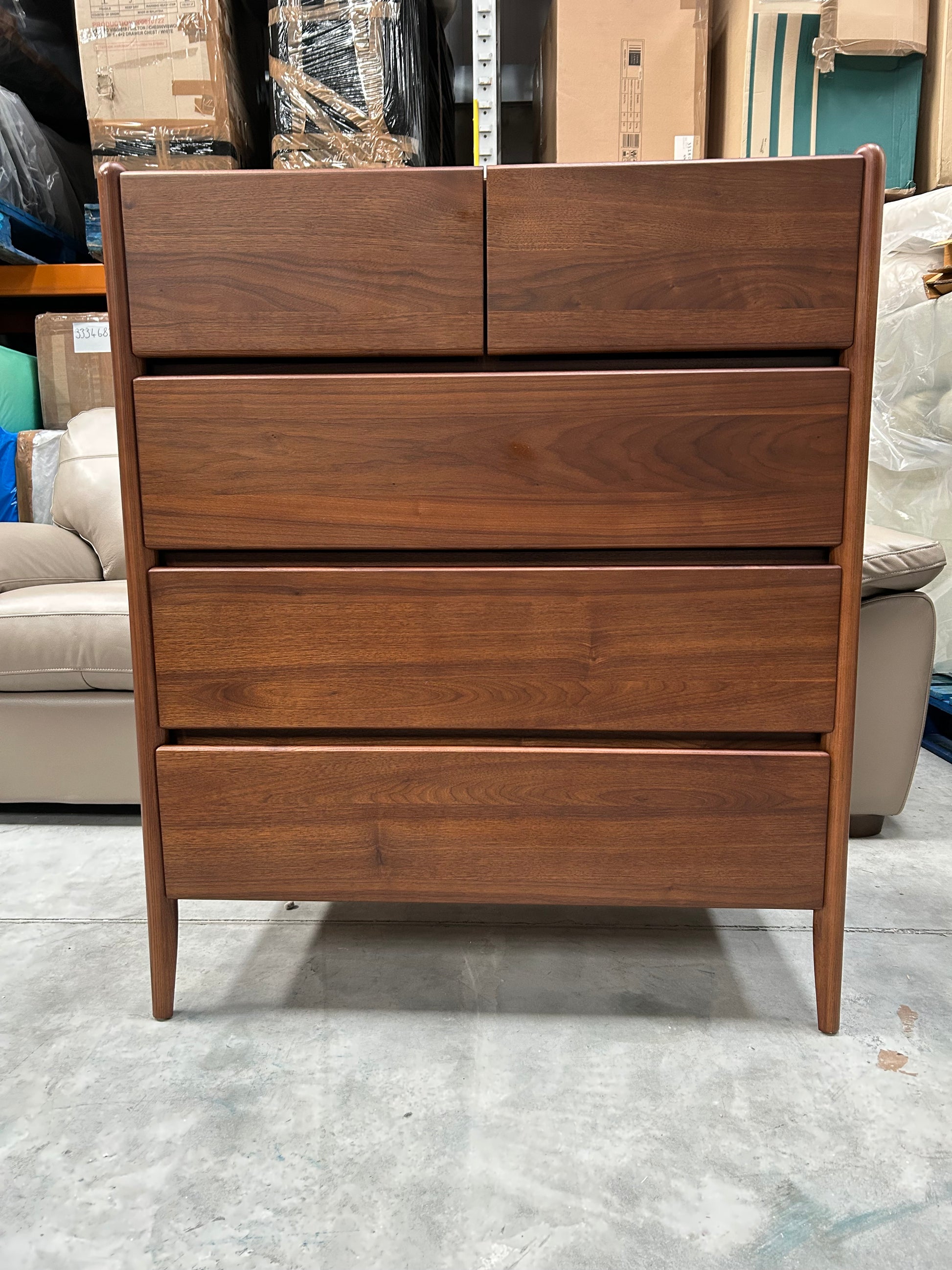 John Lewis Scandi 5 Drawer Wood Chest, Walnut Finish