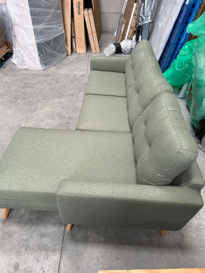 John Lewis Barbican 5+ Seater RHF Chaise End Sofa in Saga Green