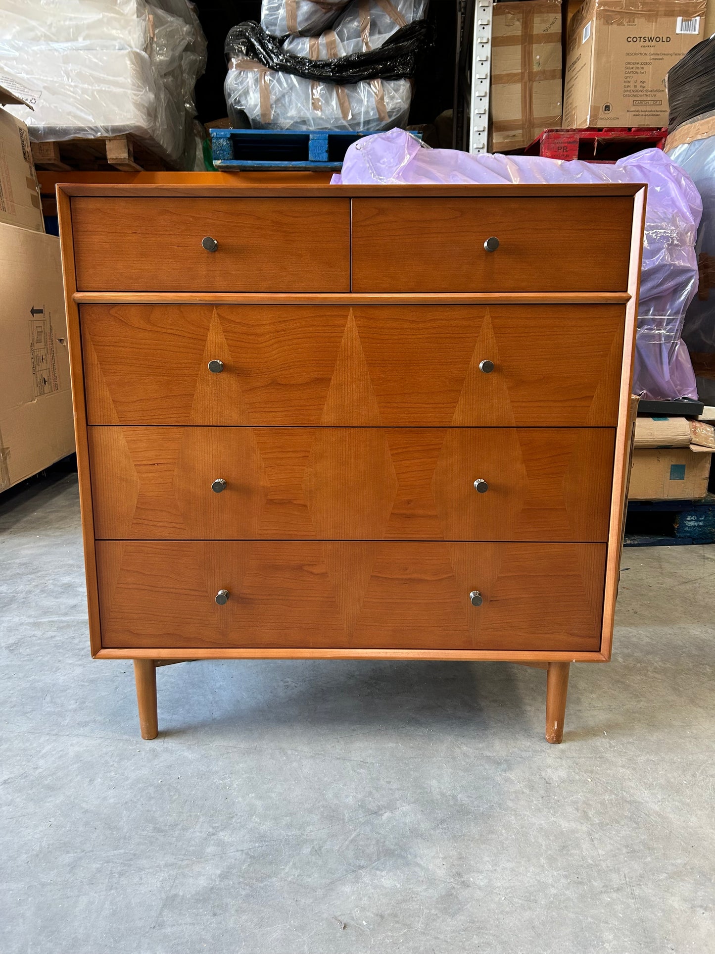 John Lewis Marquetry 5 Drawer Wood Chest, Natural