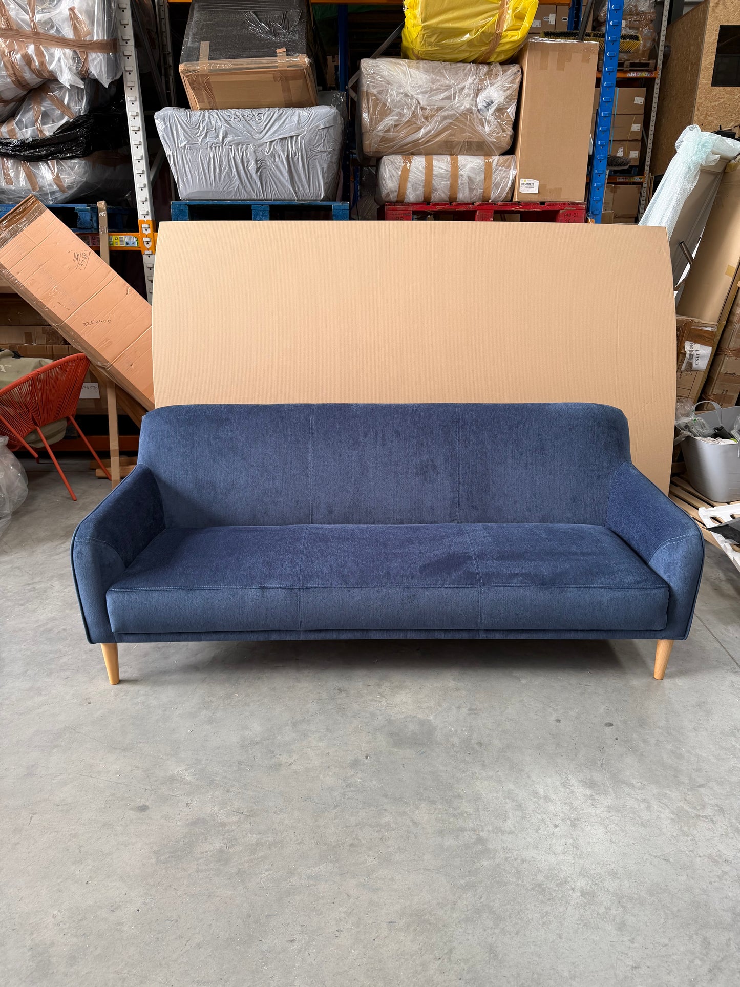 John Lewis Compact 2.5 Seater Sofa - Titan Navy - Natural Beech Legs - Brand New