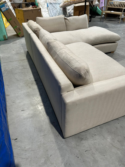 John Lewis Tortona RHF Chaise Sofa Premium Herringbone Fabric Light Legs Natural