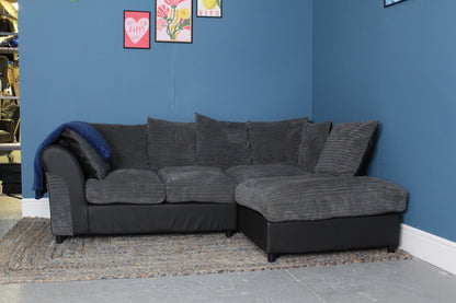 Argos Right Hand Corner Chaise Sofa in Jumbo Corduroy - Charcoal