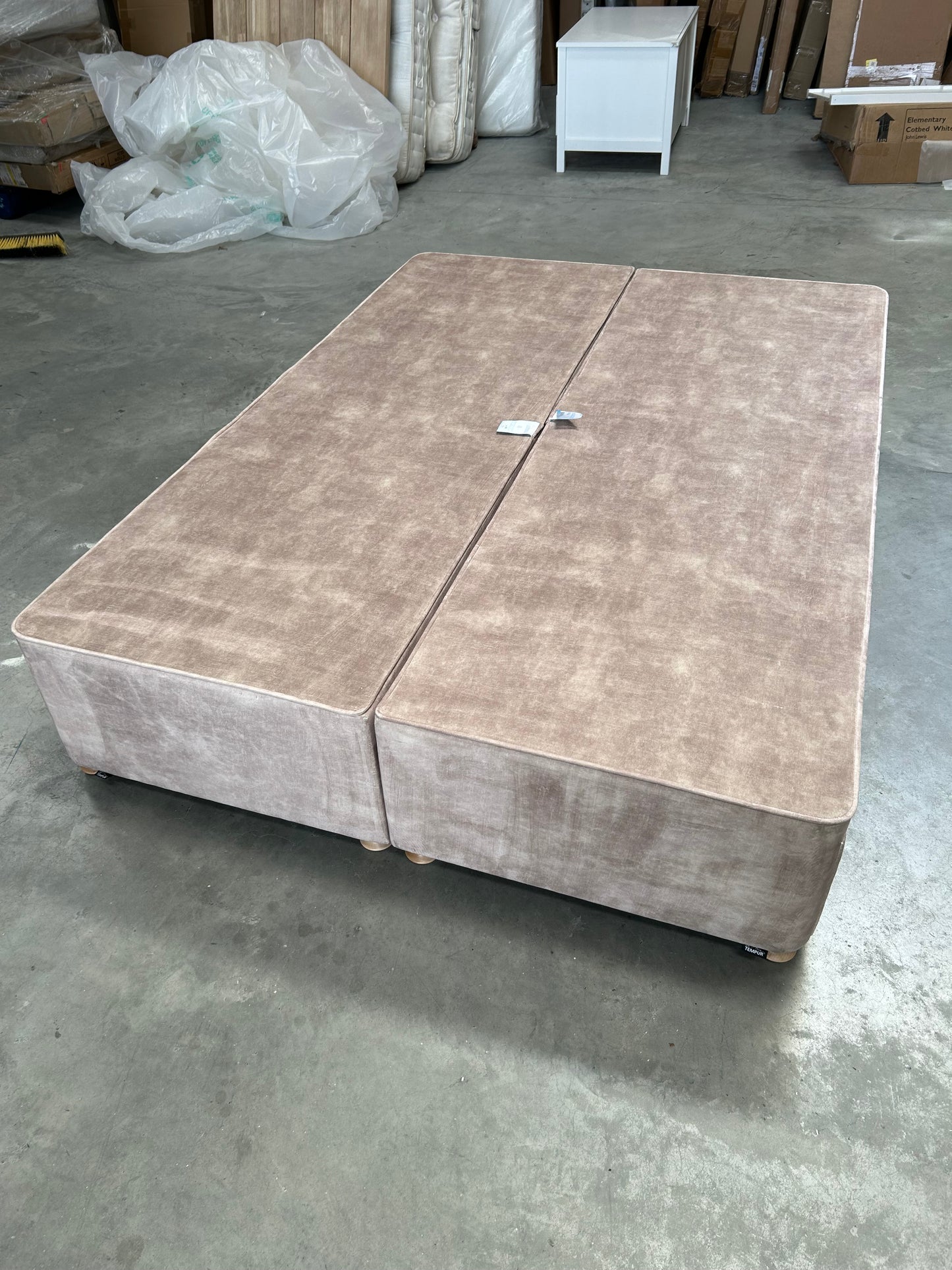 TEMPUR® Suffolk Continental 4 Drawer Divan Base, Double, Stone Velvet