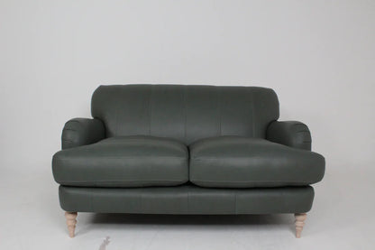 John Lewis Harrogate High Back 2 Seater Leather Sofa, Dark Leg