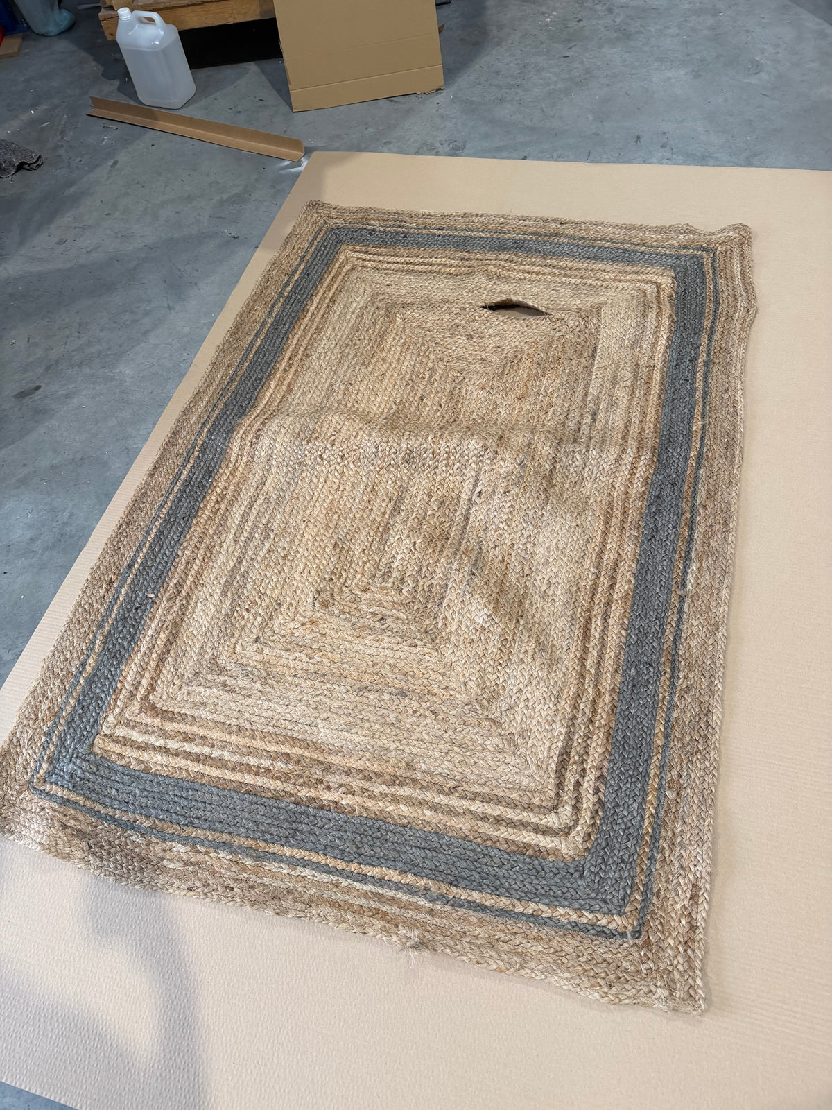 John Lewis Jute Border Rug, Grey, L180 x W120cm