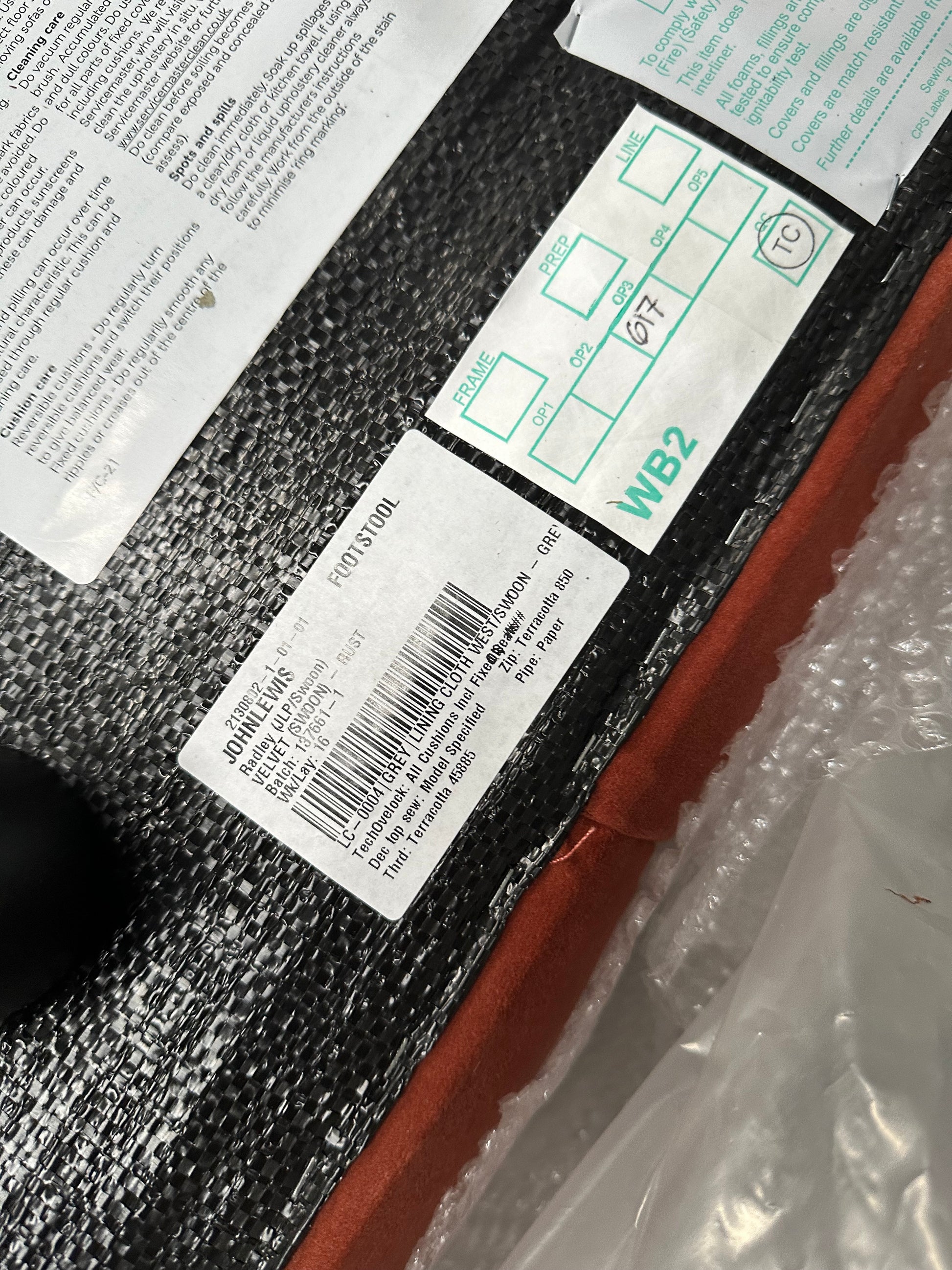 John Lewis + Swoon Radley Footstool, Dark Leg, Rust Terracotta