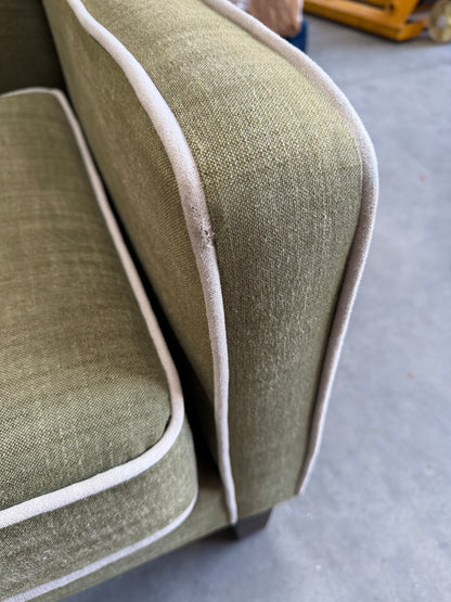 John Lewis Marlow Medium 2 Seater Sofa, Dark Leg, Soft Weave Clay, Relaxed Linen Olive Green