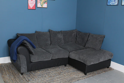 Argos Right Hand Corner Chaise Sofa in Jumbo Corduroy - Charcoal