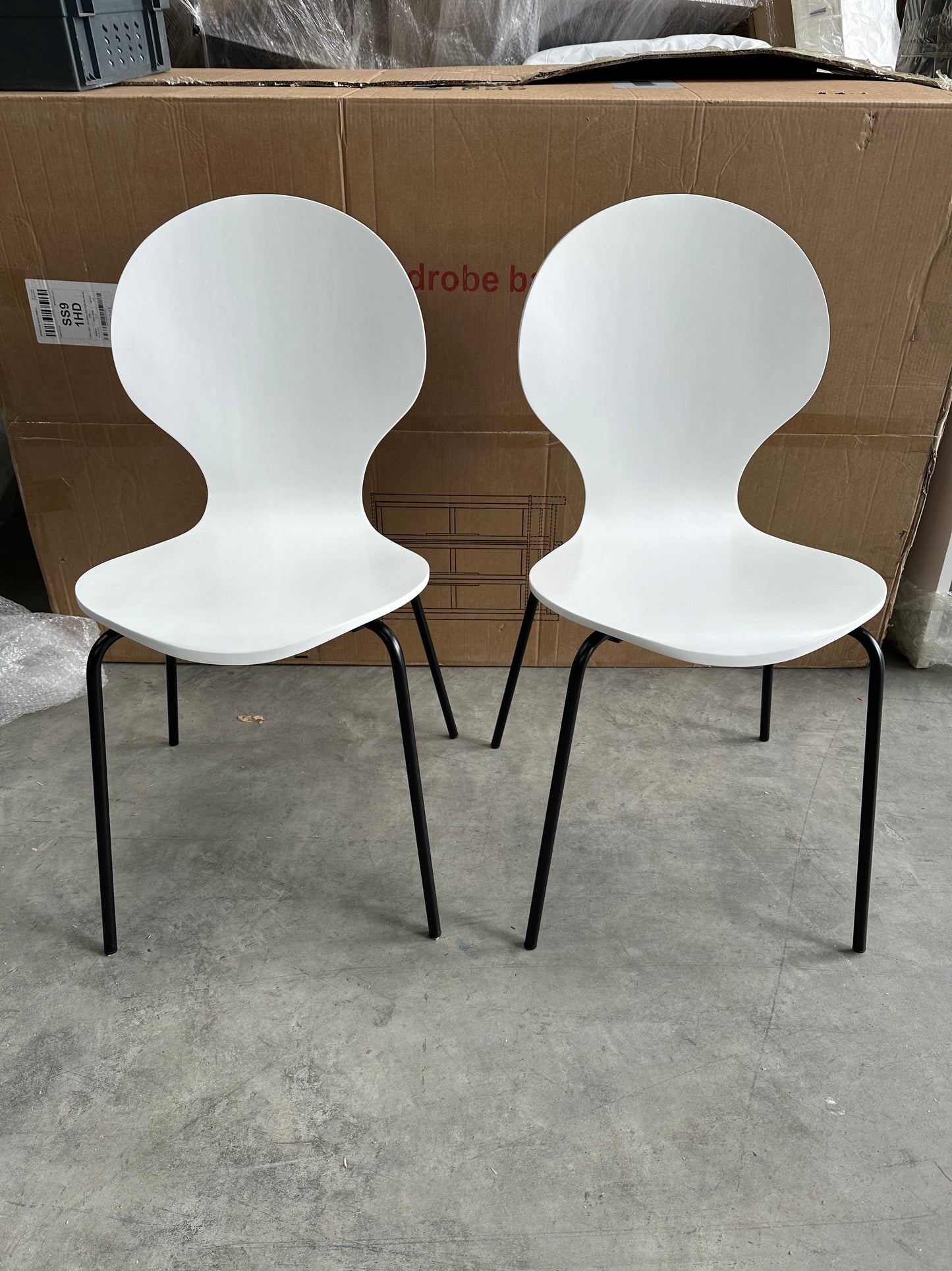 John Lewis Crescent Dining Chairs, White, Set of 4