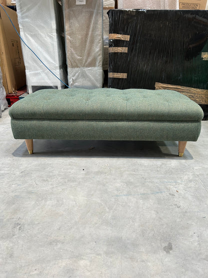 John Lewis Chester Footstool Brushed Tweed Green