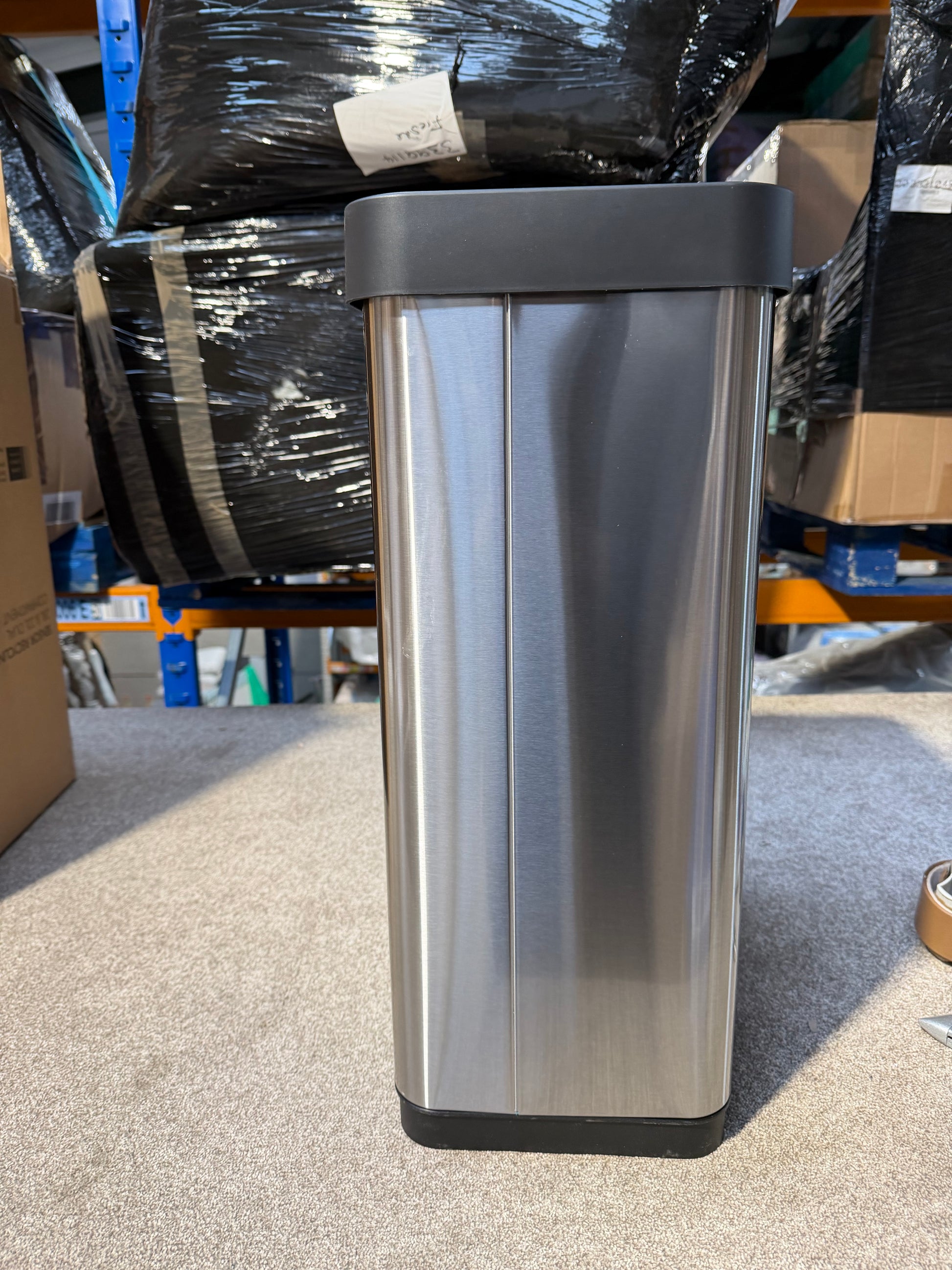 John Lewis 2 Section Sensor Recycling Bin, with Handles, Stainless Steel, 28+22L