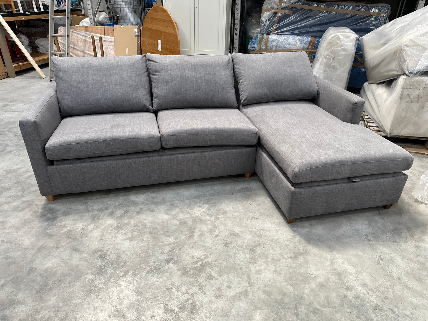 John Lewis Bailey II RHF Chaise End Sofabed, Light Leg in Linen Hatton Steel