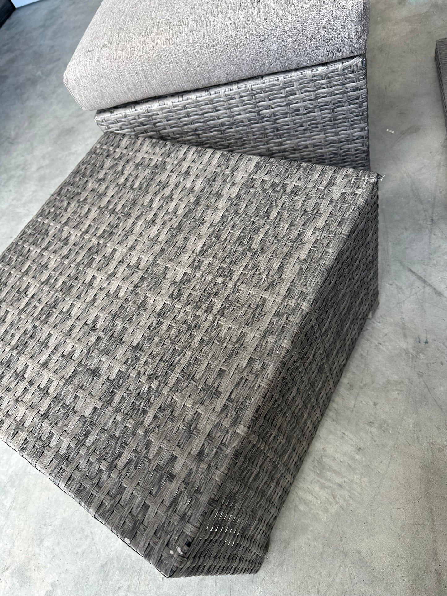 John Lewis Alora Cube 6-Seater Garden Dining Table, Sofas & Stools Set, Brown/Grey