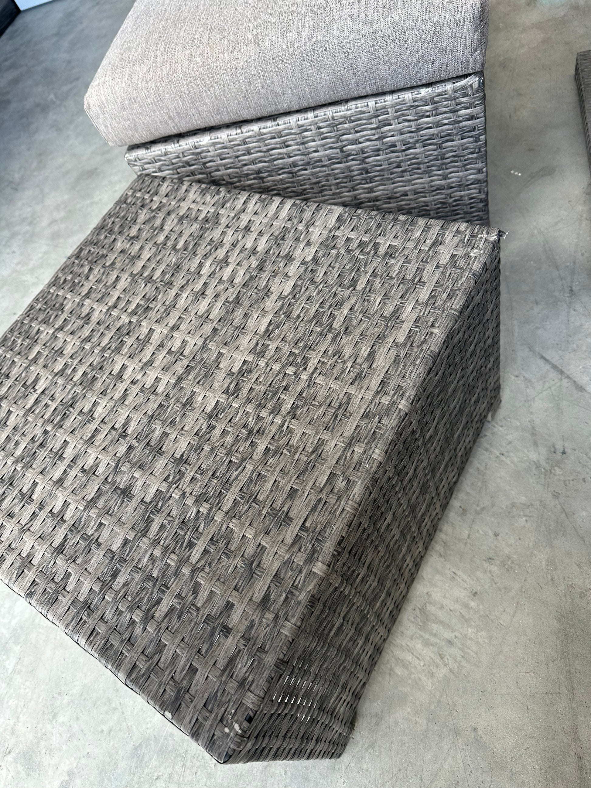 John Lewis Alora Cube 6-Seater Garden Dining Table, Sofas & Stools Set, Brown/Grey