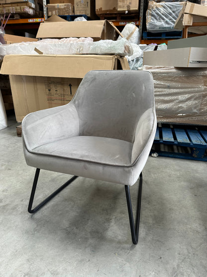 John Lewis Form Accent Chair, Black Metal Leg, Velvet Storm Grey